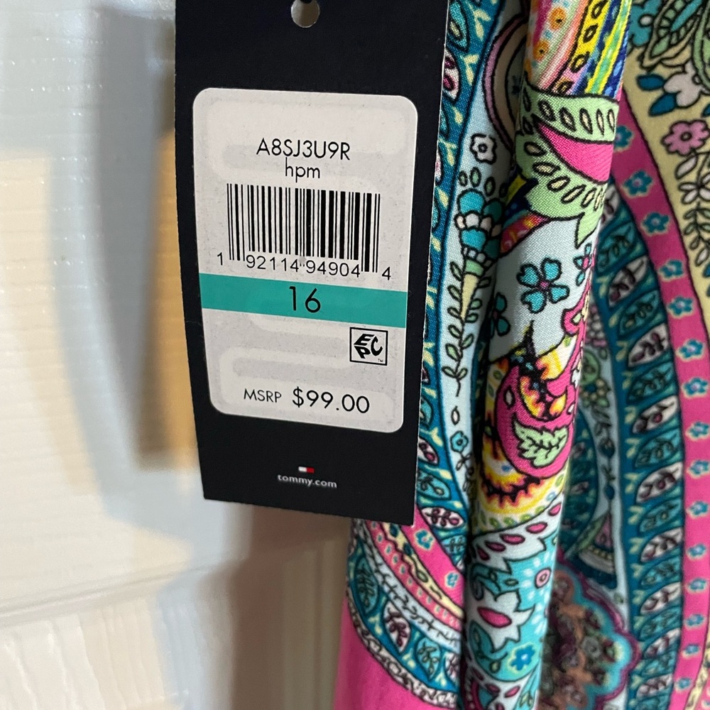 Tommy Hilfiger - paisley print, bell sleeve shift dress - Size 16 - Picture 7 of 12